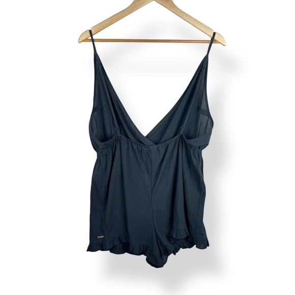 Roxy Black Cotton Romper Womens Size XL Coastal Cowgirl Outfit Rodeo Ruffle NEW - Picture 2 of 11